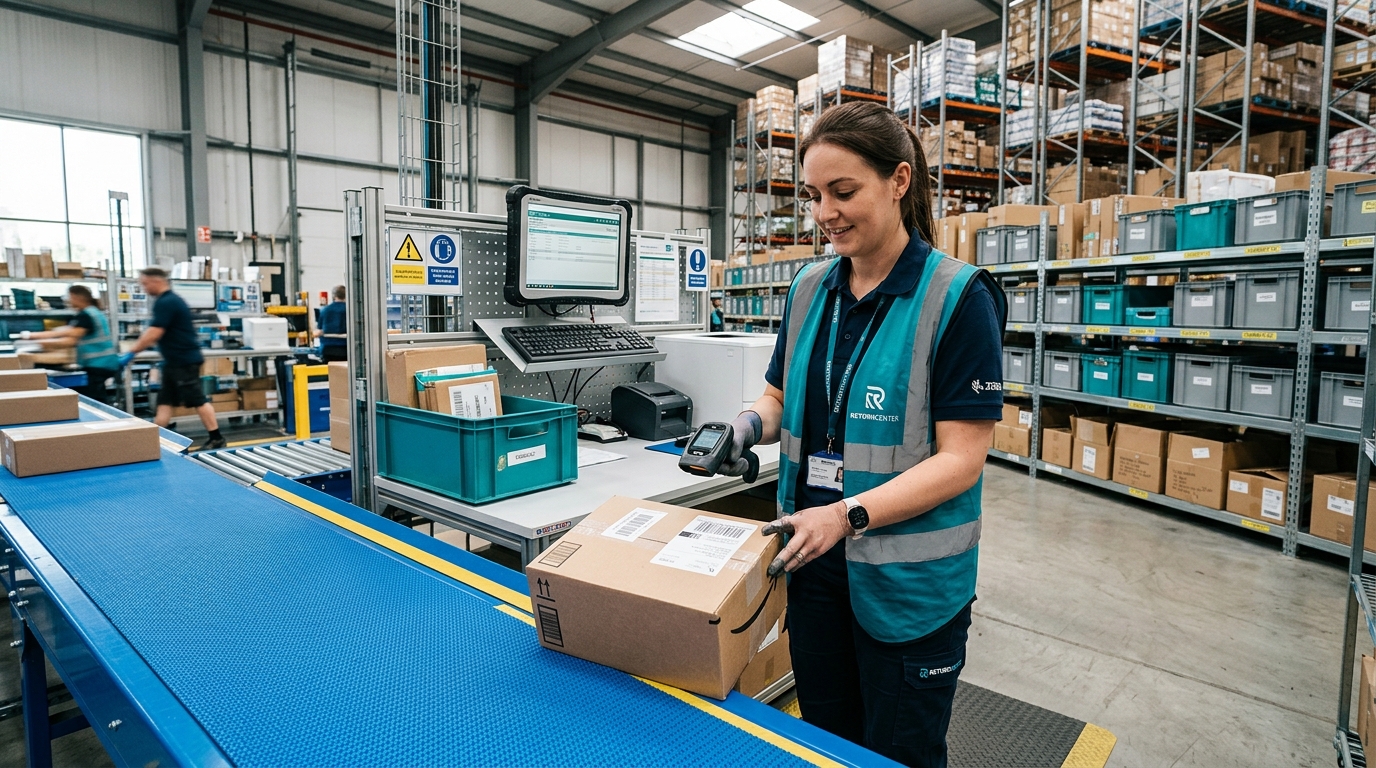 Warehouse medewerker scant retourpakket